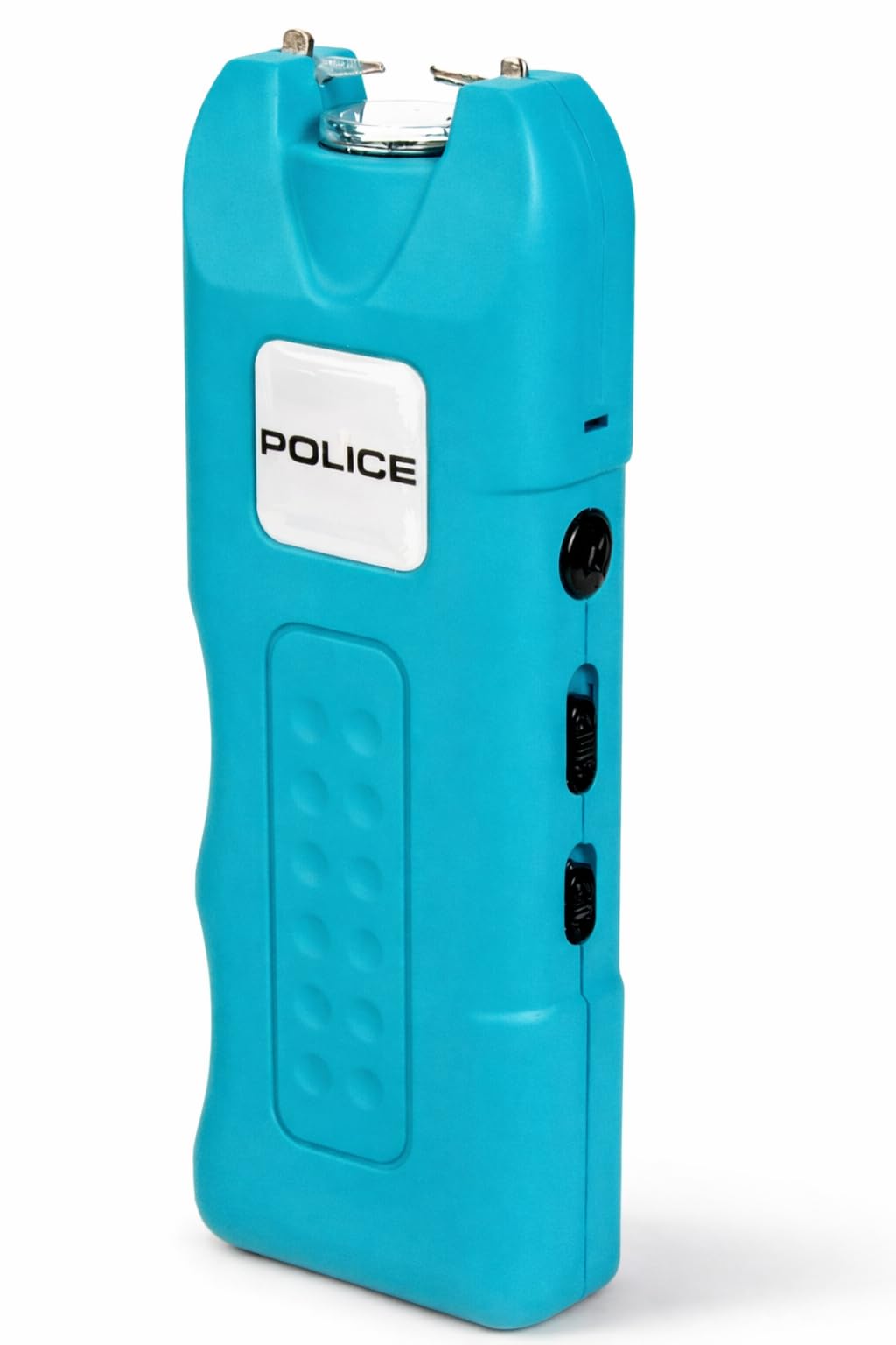 POLICE Stun Gun for Self Defense 628 – High Voltage Mini Rechargeable with LED Flashlight & Siren Alarm – Compact & Heavy Duty – Personal Security for Women & Men – Blue